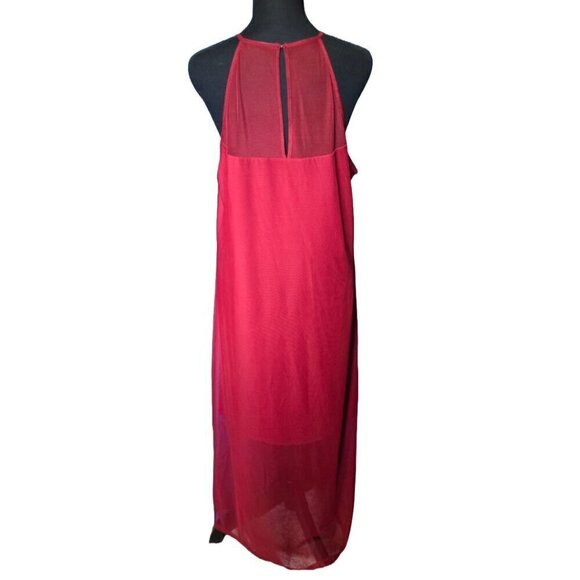 DKNY Red Mesh Maxi Slip Dress M Formal Cocktail Wedding Boho Y2K Party Holiday - Picture 5 of 10